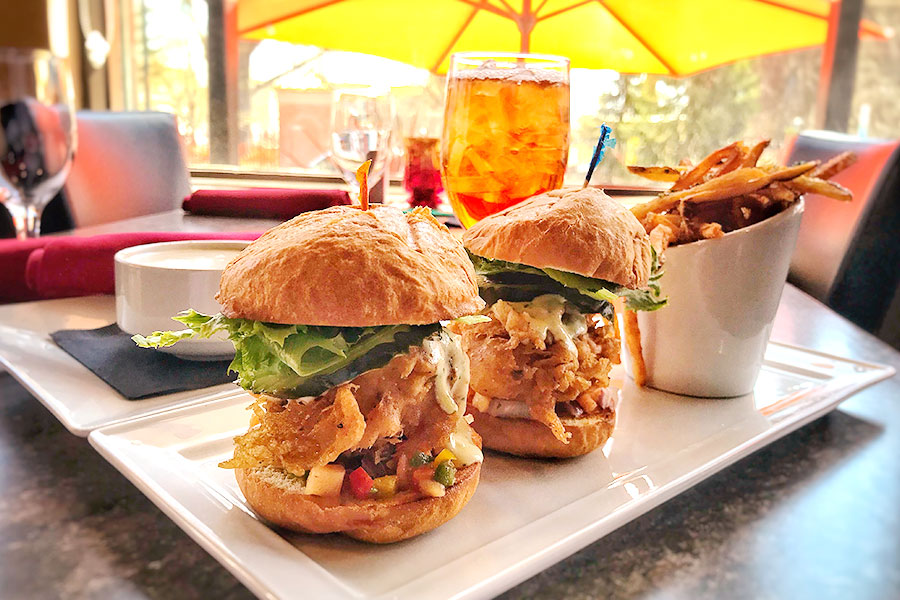 Delicious allergy-friendly slider entrée being served on an outdoor patio in Springfield, IL.